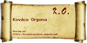 Kovács Orgona névjegykártya