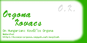 orgona kovacs business card